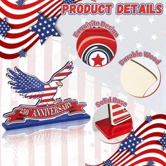 6 Pcs Independence Day Wood Tabletop Signs 4th of July Patriotic Wooden Table