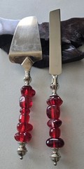 Quality Bead Handle Cake Knife Server Set Wedding Birthday Party Stainless