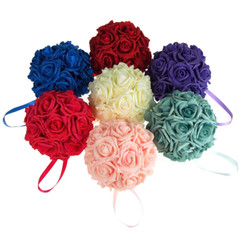 Soft Touch Foam Rose Kissing Ball Wedding Centerpiece, 6-Inch