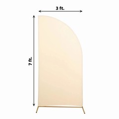 7 ft x 3 ft BEIGE Matte Fitted Spandex Half Moon Arch Stand Cover Wedding