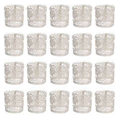25Pcs Candle Wraps Decorate Tea Light Wrap for Party Decoration, Silver
