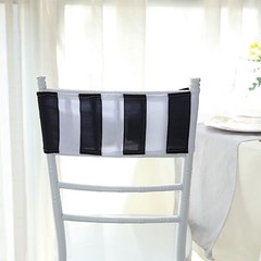 5 Black White 5″ x 14″ Striped Spandex Fitted Chair Sashes Party Decorations