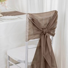 5 Taupe Extra Wide Premium Chiffon CHAIR SASHES Bows Ties Wedding Decorations