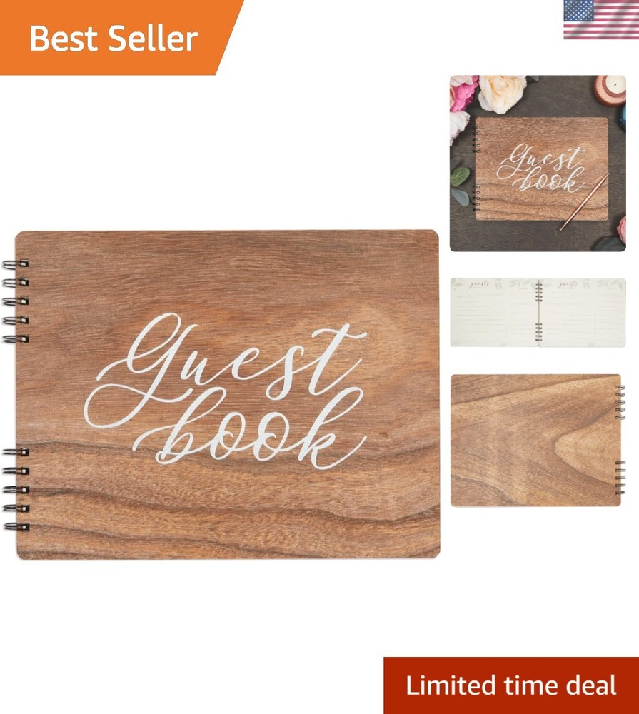 Spiral Bound Rustic Guest Book – 112 Pages, 11.25×8.75 in, Perfect for Weddings