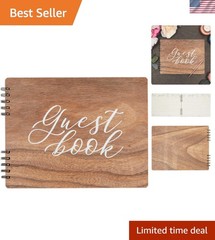 Spiral Bound Rustic Guest Book – 112 Pages, 11.25×8.75 in, Perfect for Weddings