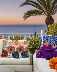Jartinle Navy Blue Dahlia Flower 18″ x (Pack of 2), Burnt Orange