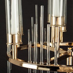 40″ Gold Clear 9 Arm Metal Candelabra Taper Candle Holder Glass Shades Party