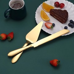 Golden Cake Cutting Set, Knife & Server, Thickened Steel, Gift for Wedding