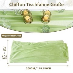 Chiffon Table Runner 10FT 28 x 120 Inch, Elegant Dining 10ft x 1pcs Sage Green