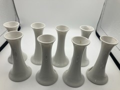 Bud Vase Place Card Photo Nametag Holder White Ceramic X 8 CHIPS SEE PICS USED