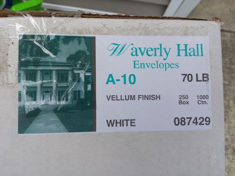 BRAND NEW BOX 250 Opaque WHITE Vellum Finish 70 LB A-10 ENVELOPES 6″ X 9-1/2″