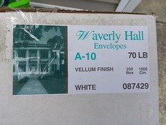 BRAND NEW BOX 250 Opaque WHITE Vellum Finish 70 LB A-10 ENVELOPES 6″ X 9-1/2″