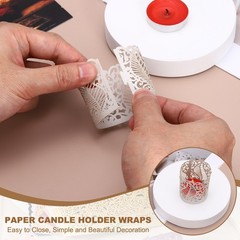 25Pcs Candle Wraps Decorate Tea Light Wrap Leaf Pattern, Silver
