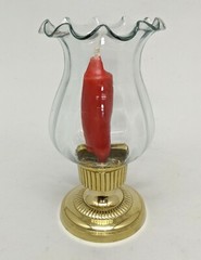 Candle Holder Brass Base Fluted Glass Hurricane Shade 4.5″Dia 8″High Set of 2