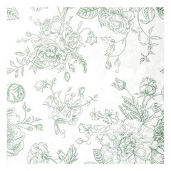 100 Floral Cocktail Napkins White Toile Disposable Paper Napkins 5 Sage Green