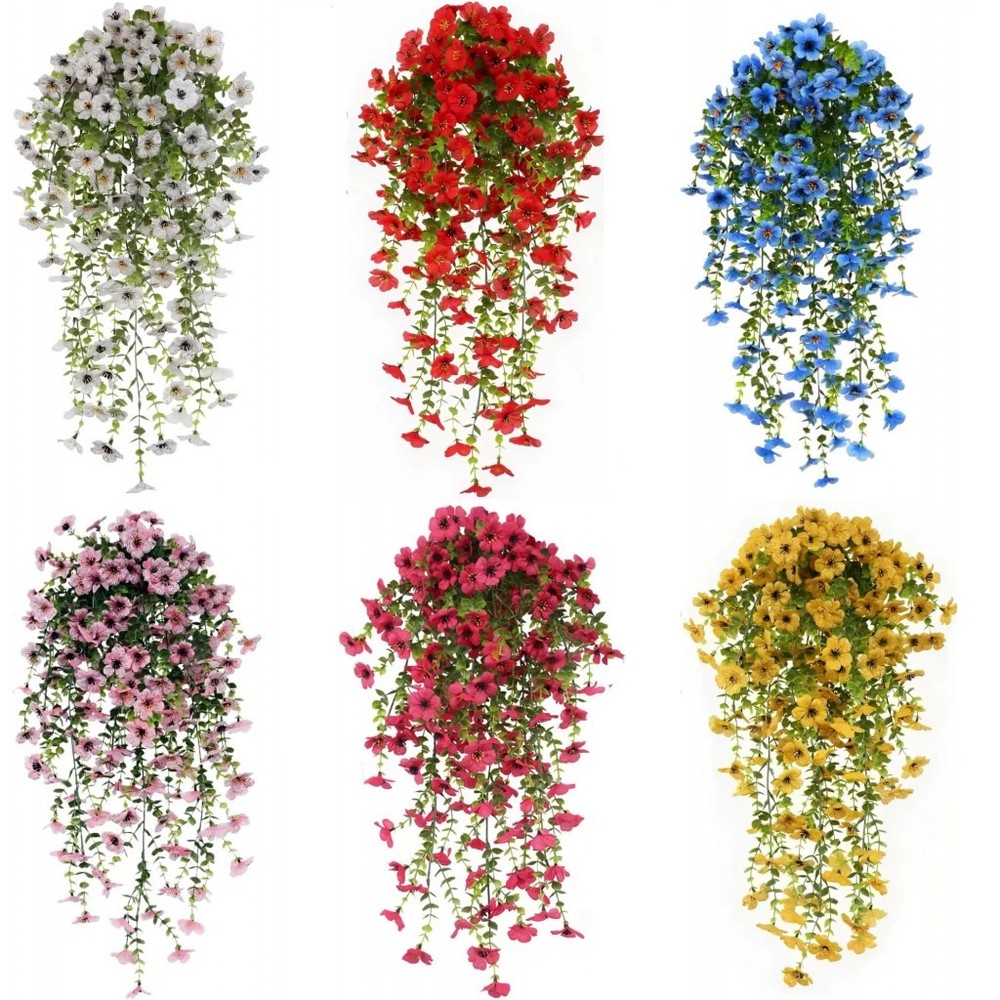 Artificial Flowers UV Resistant Fake Flower Plants Garden Wedding Hanging Decor
