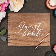 Rustic Wooden Guest Book – 112 Pages for Weddings & Baby Showers, 11.25×8.75 in