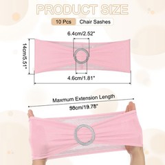 10 Pack Chair Sashes Stretch Chair Cover Band Bows Cover Band Light Pink