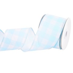 Plaid Check Ribbon, 2.5 Inch x 10 Yards Gingham Ribbon, Light Blue