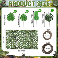 1 Set Vbs 2026 Jungle Party Decoration 10 X 13 Ft Netting with Tropical Rainfore