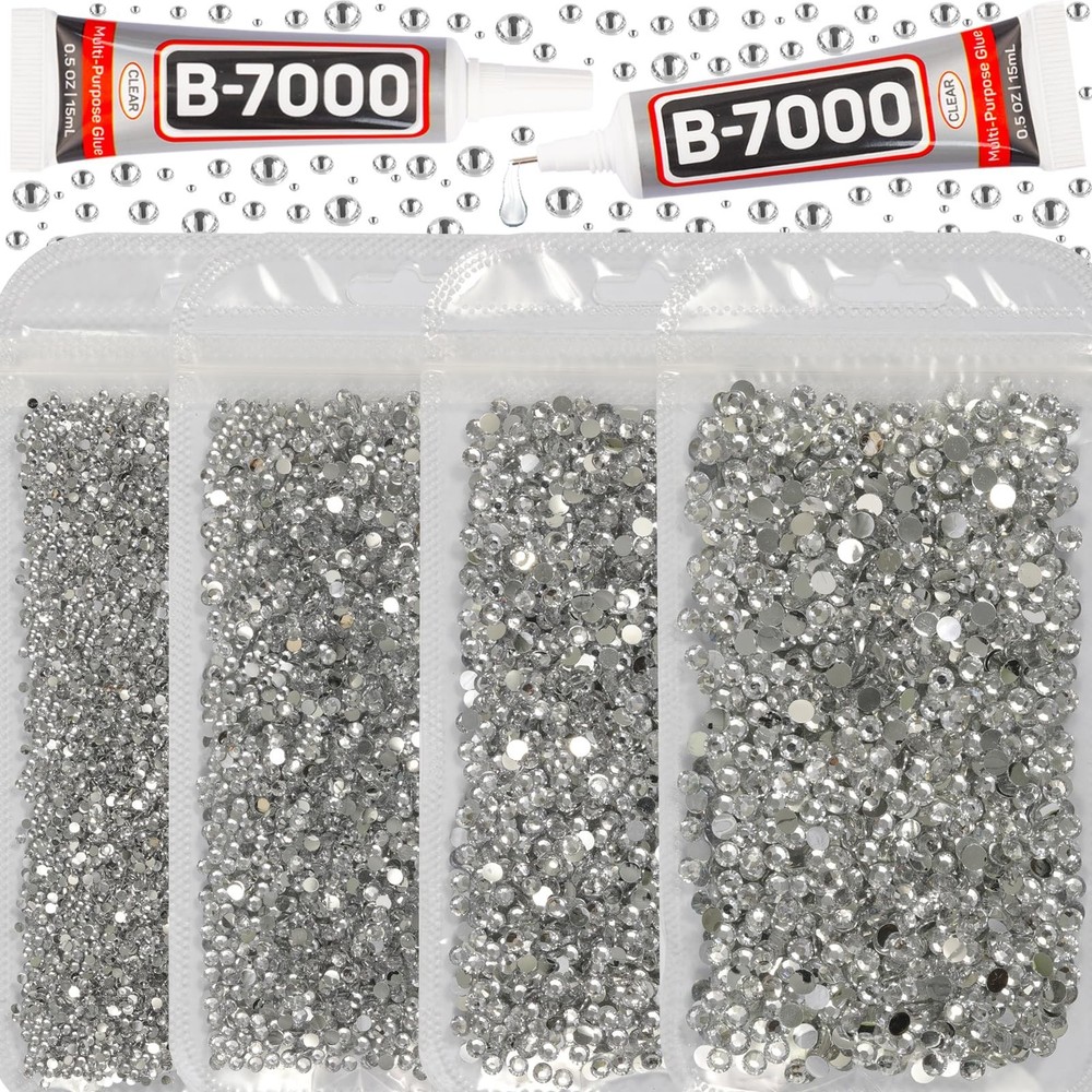 30200Pcs Silver Clear Rhinestones for Bedazzling, Mixed Sizes 2,3,4,5mm Flatb…