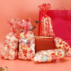 Valentine Treat Bags, 100 Pcs 1 count (Pack of 100) Red-Valentine Style1
