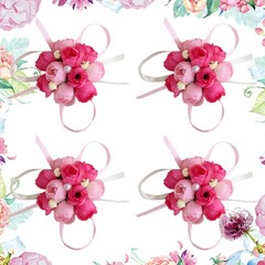 4Pcs Reusable Party Wrist Flower Brooch Rosy Wedding Decoration