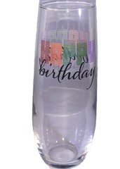 “Happy Birthday” Cristar Clear Flute Champagne/Wine Glass 9.6oz-NEW-SHIP N 24HR