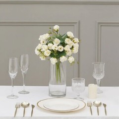 IVORY 2 Bouquets 12″ Faux Open Roses Artificial FLOWER Bushes Party Events