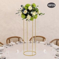 Detachable Cylindrical Golden Flower Stand Party Wedding Table Flower Rack 10pcs