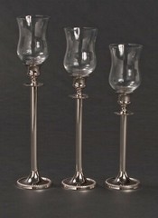 Candle Holder Nickel Plated on Brass Round 2.75″Dia 7″-8″-9″High Set of 3