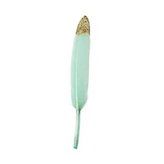 90 MINT GREEN Glittered Gold Tip Natural Turkey Feathers Wedding Decorations