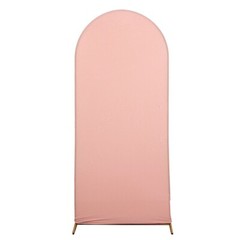 5 ft DUSTY ROSE Matte Fitted Spandex Round Top Arch Backdrop STAND COVER Party