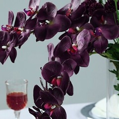 2 EGGPLANT 40″ tall Faux Silk Orchid Flowers Sprays Stems Wedding Decorations
