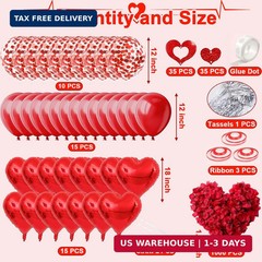 Heart-Shaped Aluminum Foil Balloon,Red Latex balloons,Confetti Balloon,Fake Peta