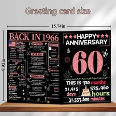 60th Anniversary Card for Women Men, Diamond Wedding Card for Wife Husband, S…