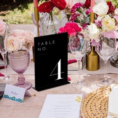 Black Wedding Table Numbers 1-10 with Stands, 5″x7″ Black Acrylic Table Numbe…