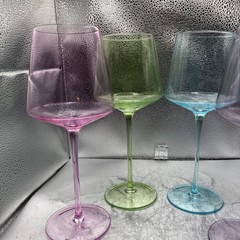 Physkoa Colored Wine Glasses Set 4 16OZ Colorful Wine Glass With Tall Long St…