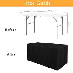 Obstal Black Tablecloth Fitted for 6ft Rectangle Table – Water Resistant Poly…