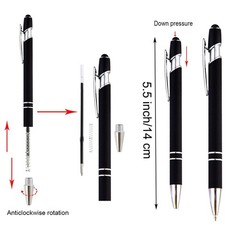 PASISIBICK 12-Piece Black Ballpoint Pen with Stylus Tip, 2 in 1 Stylish Metal…