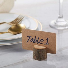 Wooden Table Holders 15Pcs with 30Pcs Kraft Place Cards Rustic Photo Card