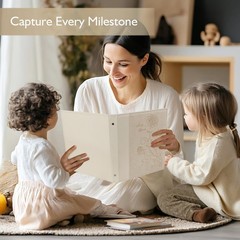 Photo Album 8×10 Clear Pages Pockets Leathe Cover Slip 50 Pockets/1PK, Beige