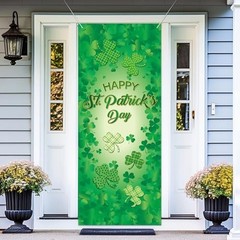 2 Pcs Valentine‘s Day and St. Patricks Day Door Covers Polyester Two festivals
