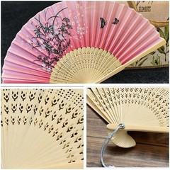 2 Pieces Handheld Fans,Silk Folding Foldable 2 PCS, Chinese Color Flower2
