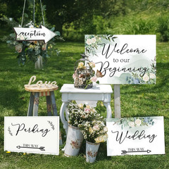11 Pcs Wedding Direction Signs with Stakes, Wedding Welcome Signs Arrow Shaped W