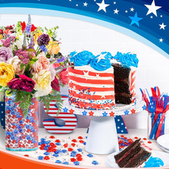 300Pcs Patriotic Red Clear Blue Star Acrylic Crystals Gems Table Scatter Vase Fi