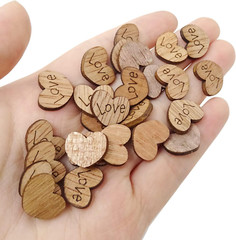300PCS Tiny Wooden Love Hearts Confetti Rustic Heart Wedding Table Scatter Cute