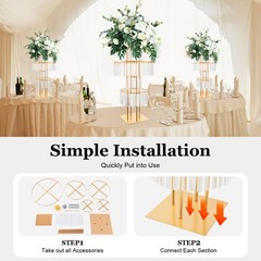 Tall Wedding Centerpieces Flower Stand,43.3 Inches Gold Crystal Vases USA