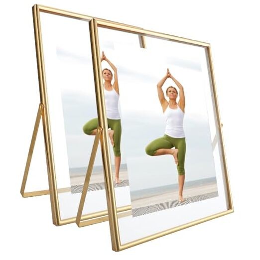 Gold Floating Frame (2 Set), For Picture 7×9, 6×8, 5×7, Tabletop 8″×10″ Gold(U)