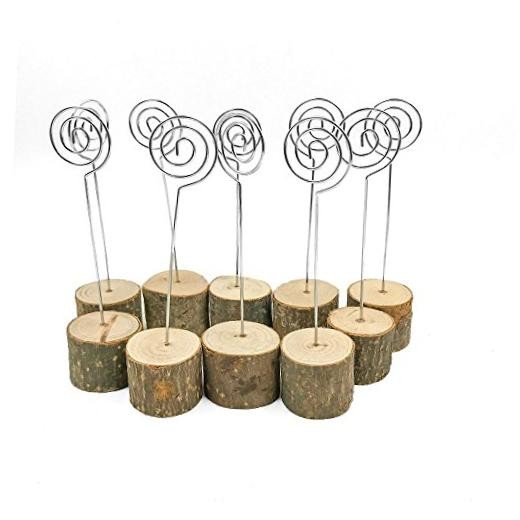 Rustic Real Wood Base Wedding Table Name Number Holder Party Decoration Card 10